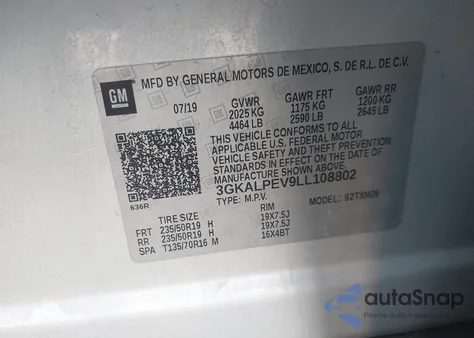 2020 GMC Terrain Fwd Slt z USA, uszkodzony, nr VIN 3GKALPEV9LL108802